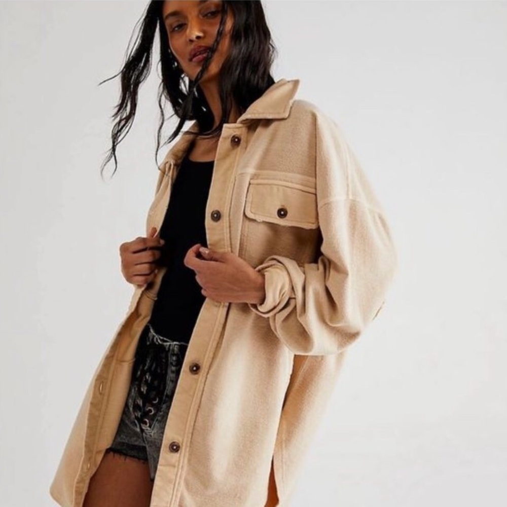 Free People Ruby Shirt Jacket Size Medium in Cream